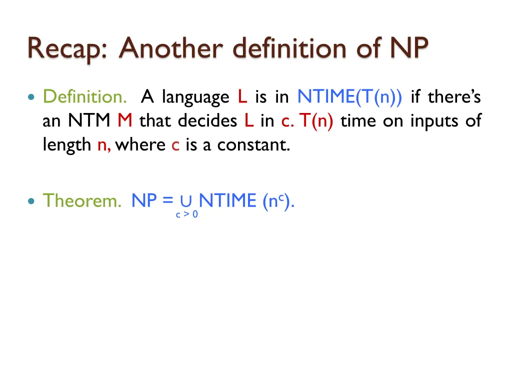 recap another definition of np