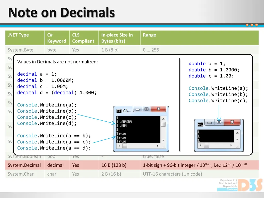 note on decimals