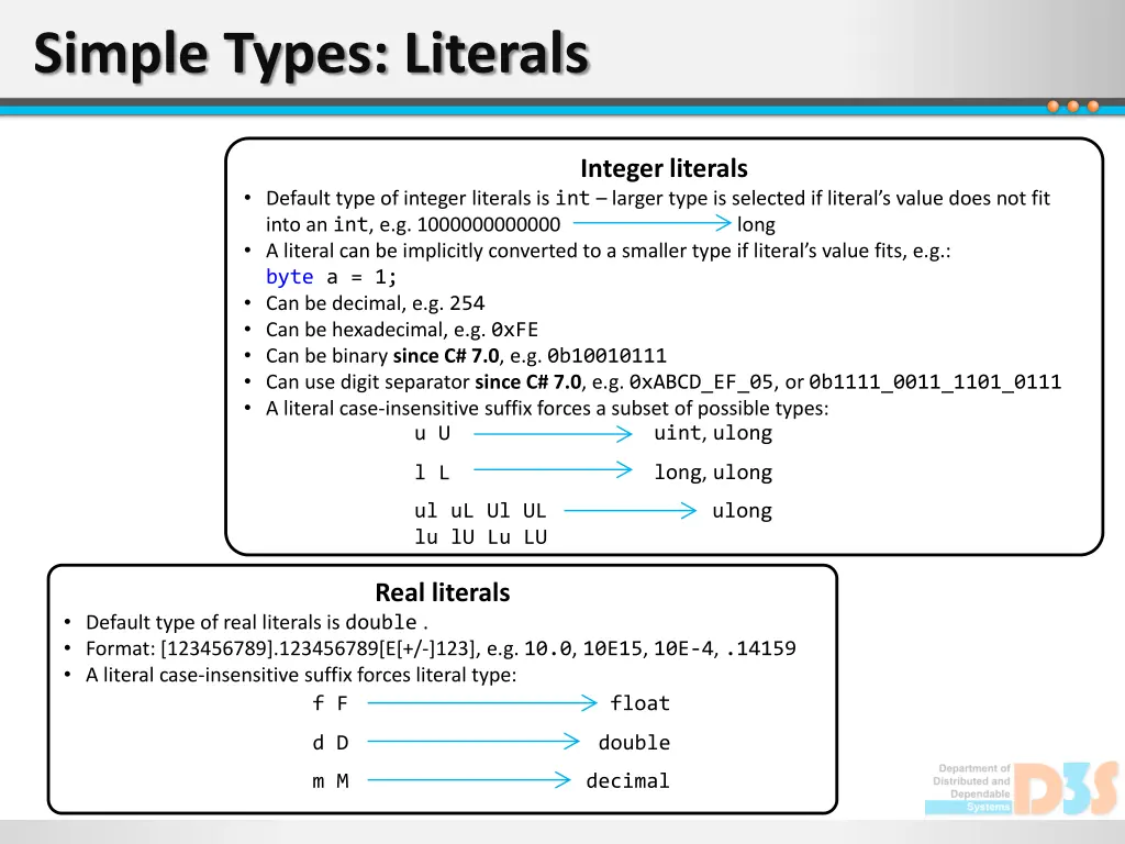 simple types literals