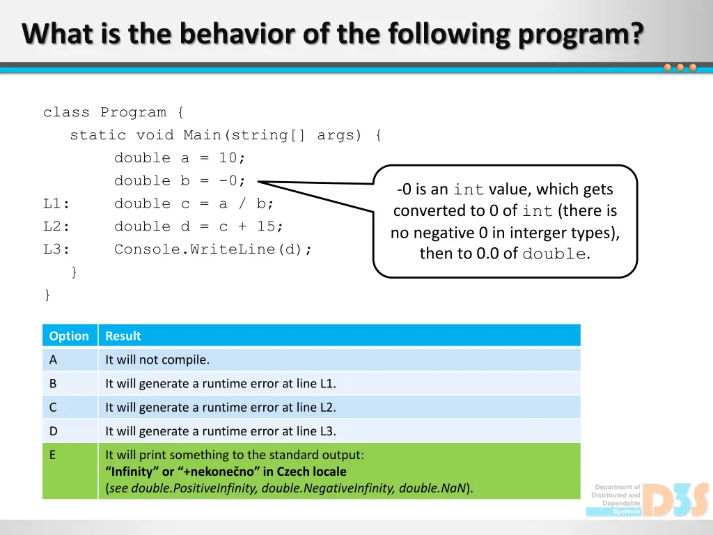 what is the behavior of the following program 5