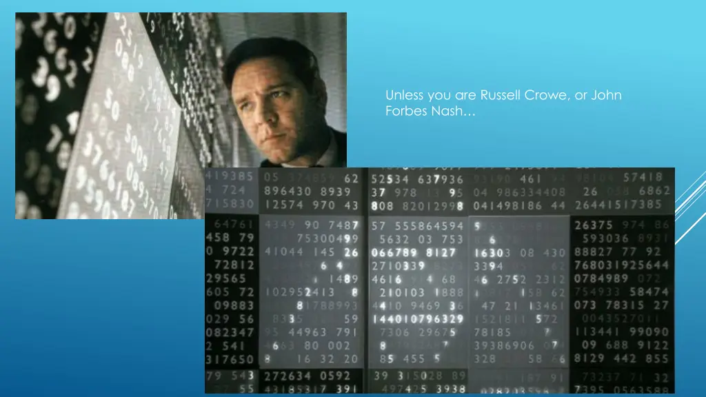unless you are russell crowe or john forbes nash