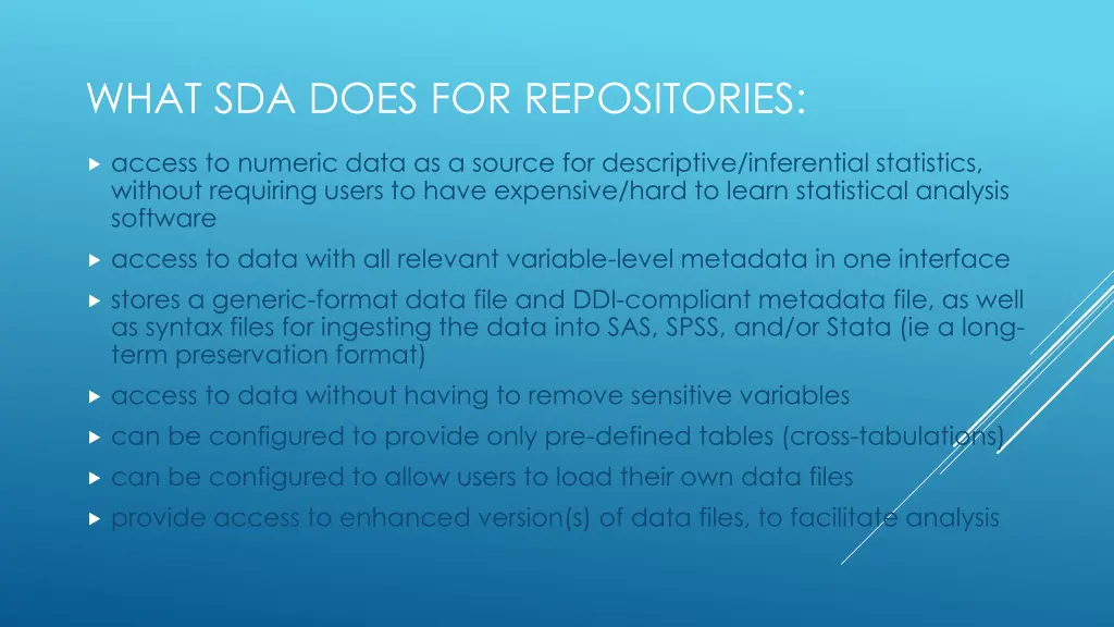 what sda does for repositories