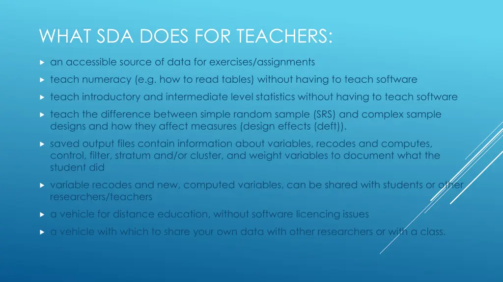 what sda does for teachers