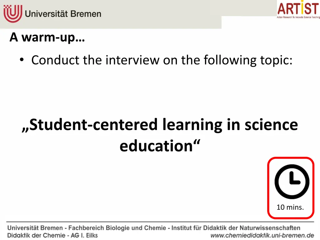 a warm up conduct the interview on the following