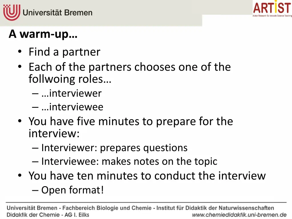 a warm up find a partner each of the partners
