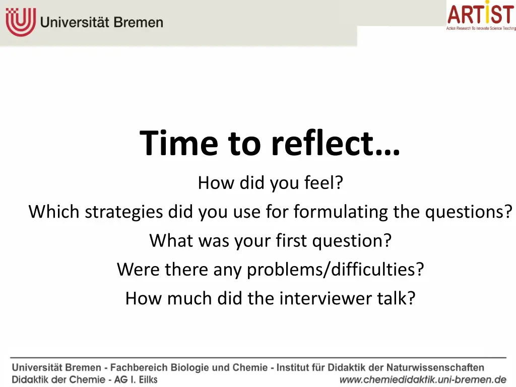 time to reflect how did you feel which strategies