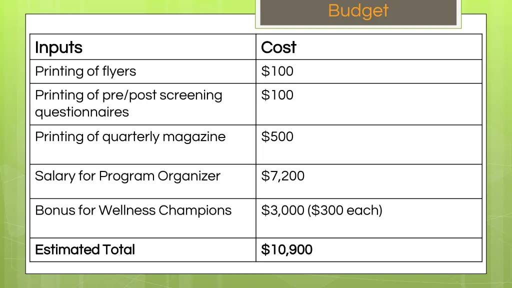 budget