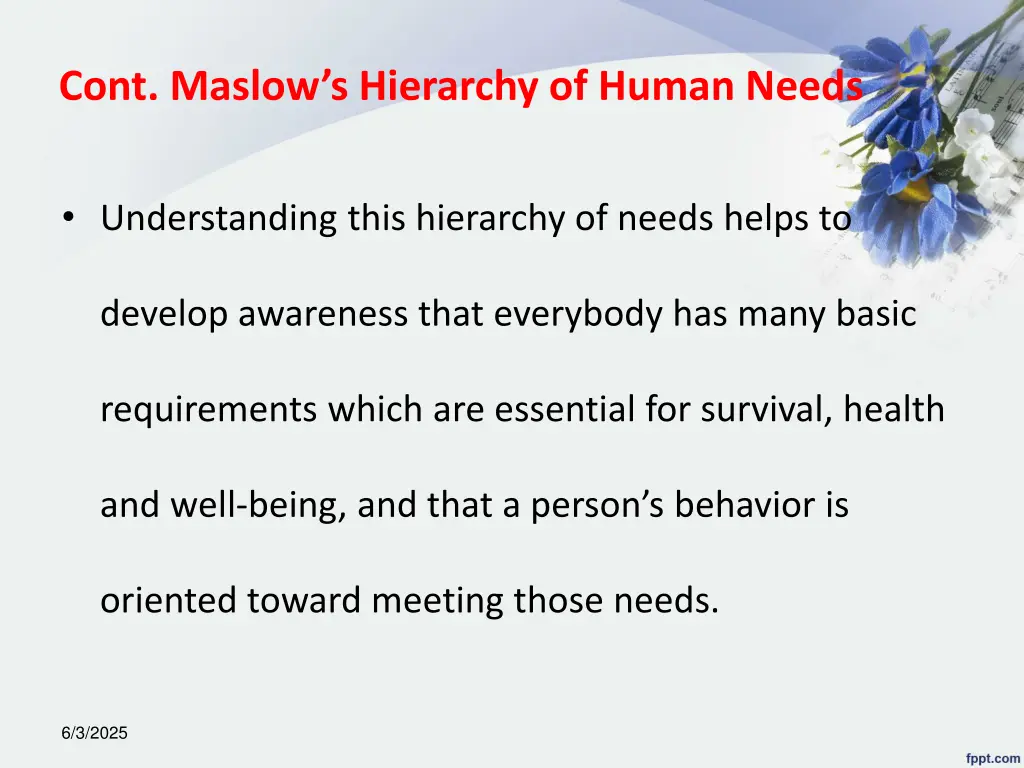 cont maslow s hierarchy of human needs