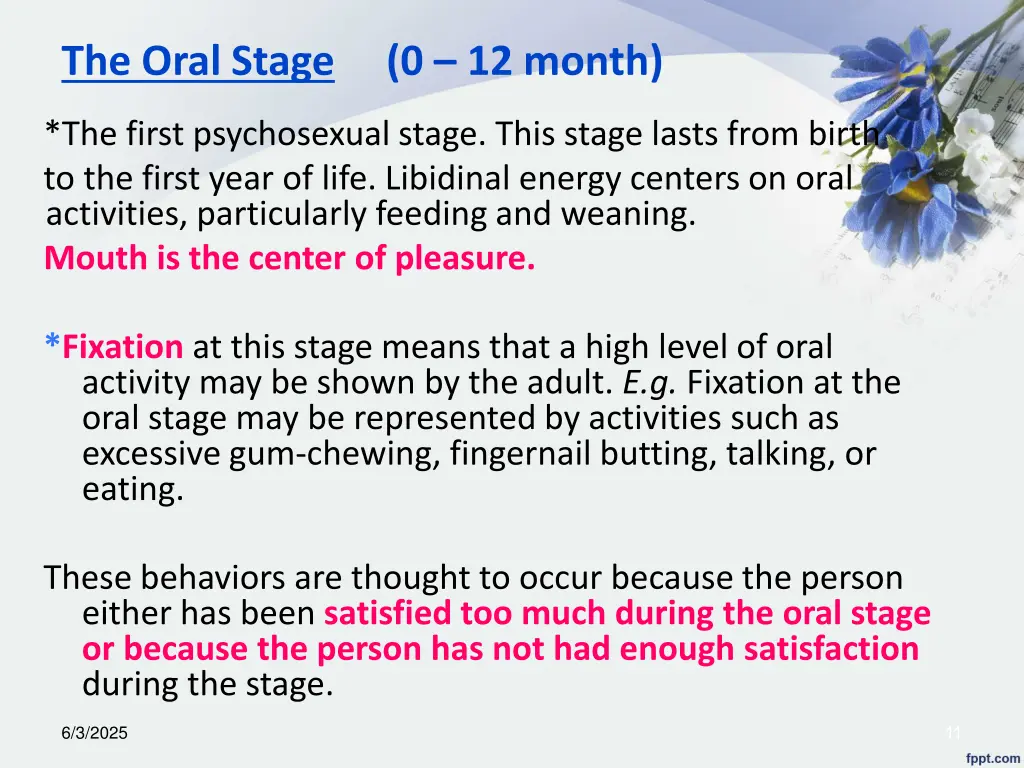 the oral stage 0 12 month