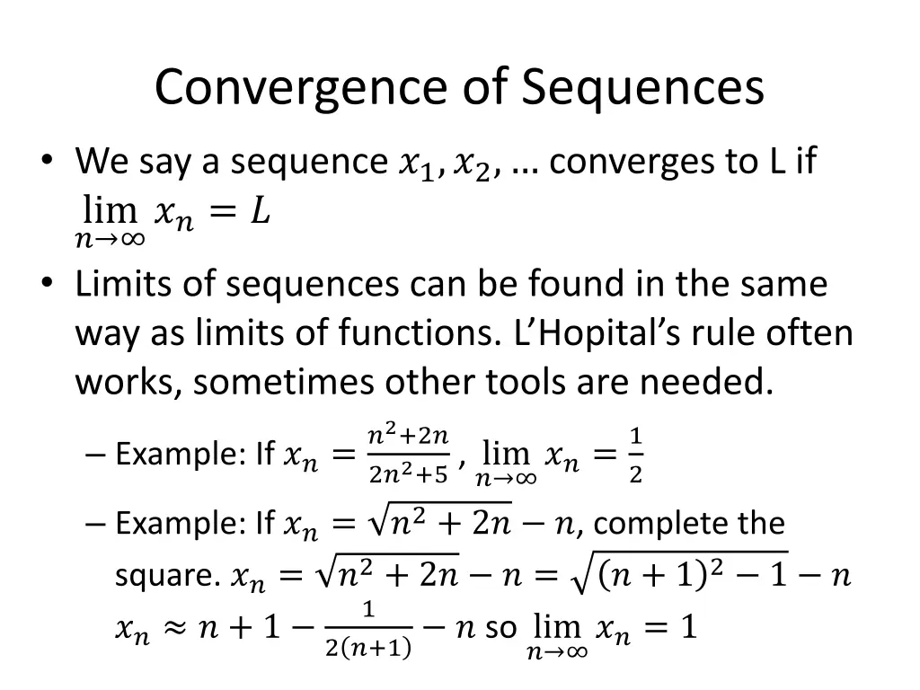 convergence of sequences we say a sequence