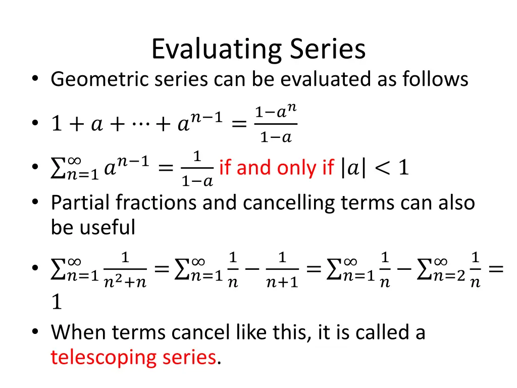 evaluating series