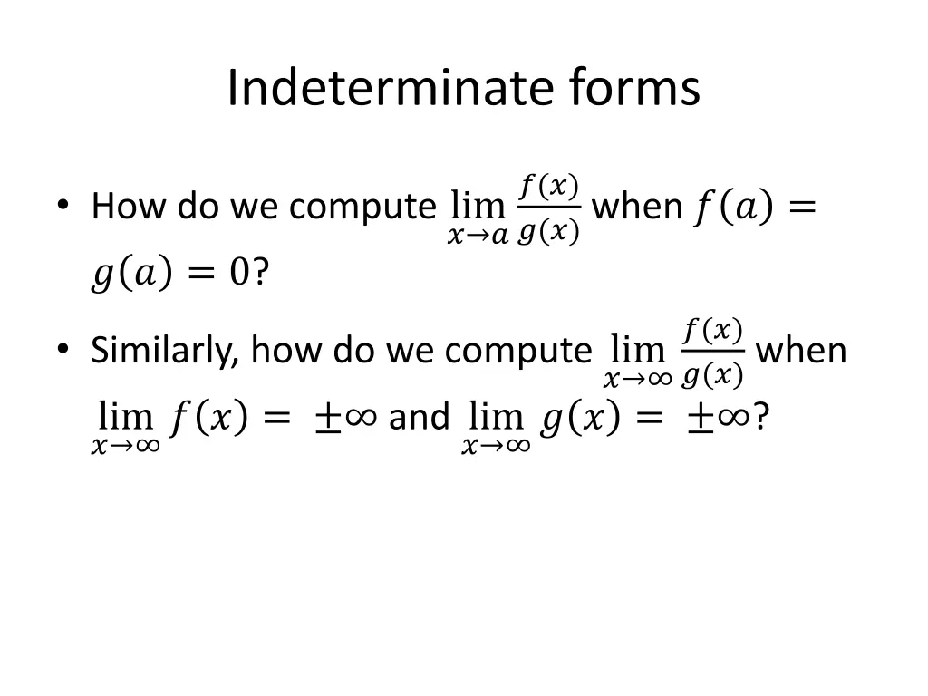 indeterminate forms