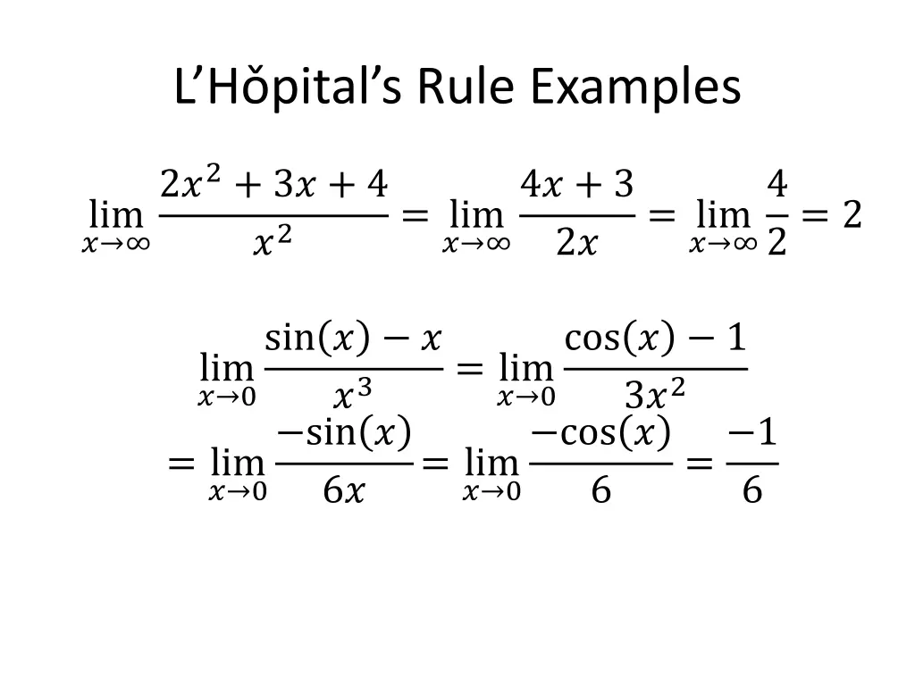 l h pital s rule examples