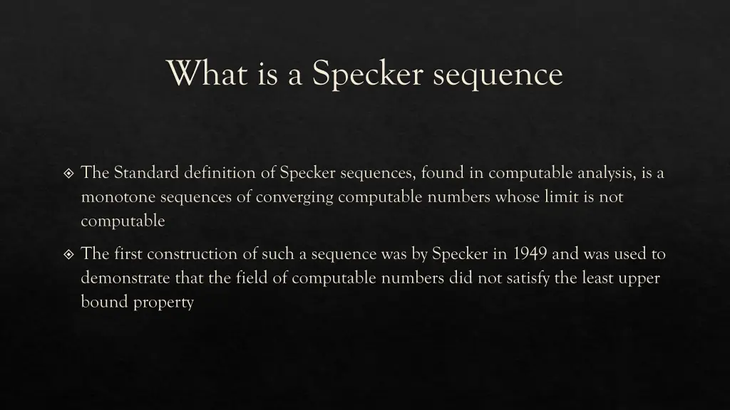what is a specker sequence