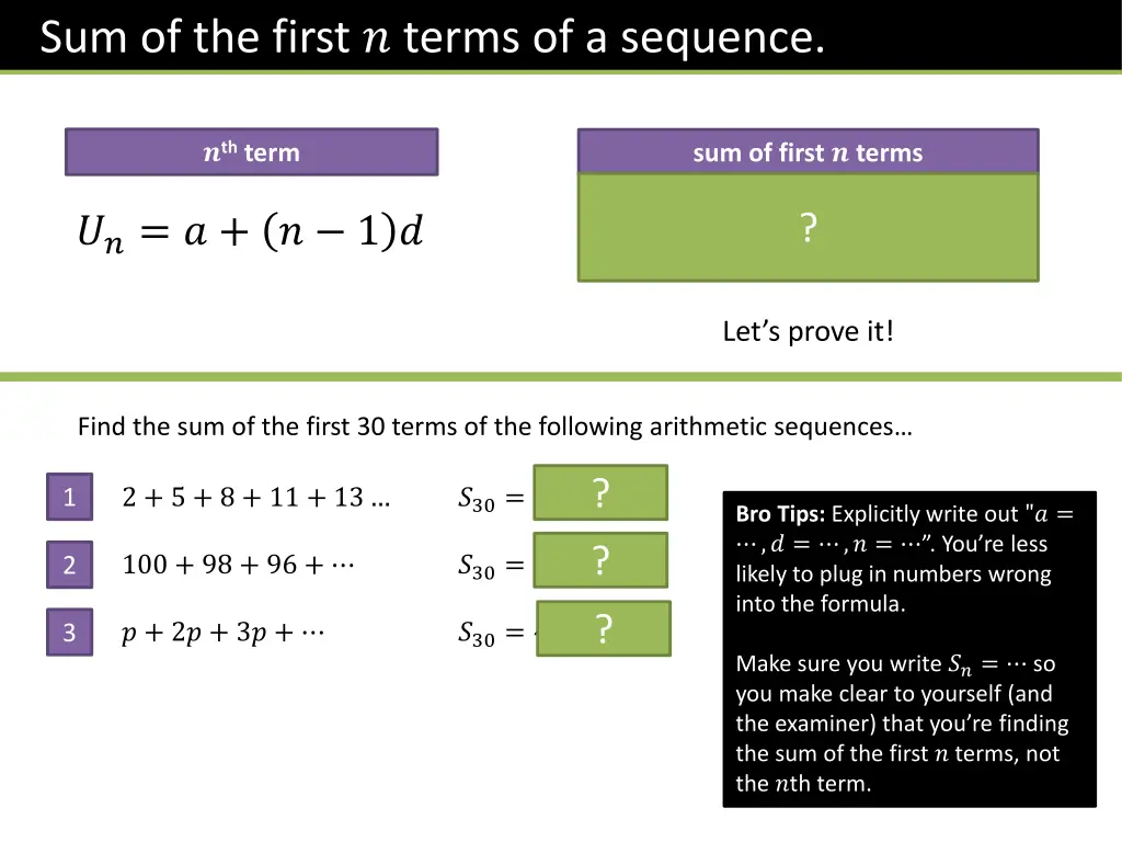 sum of the first terms of a sequence