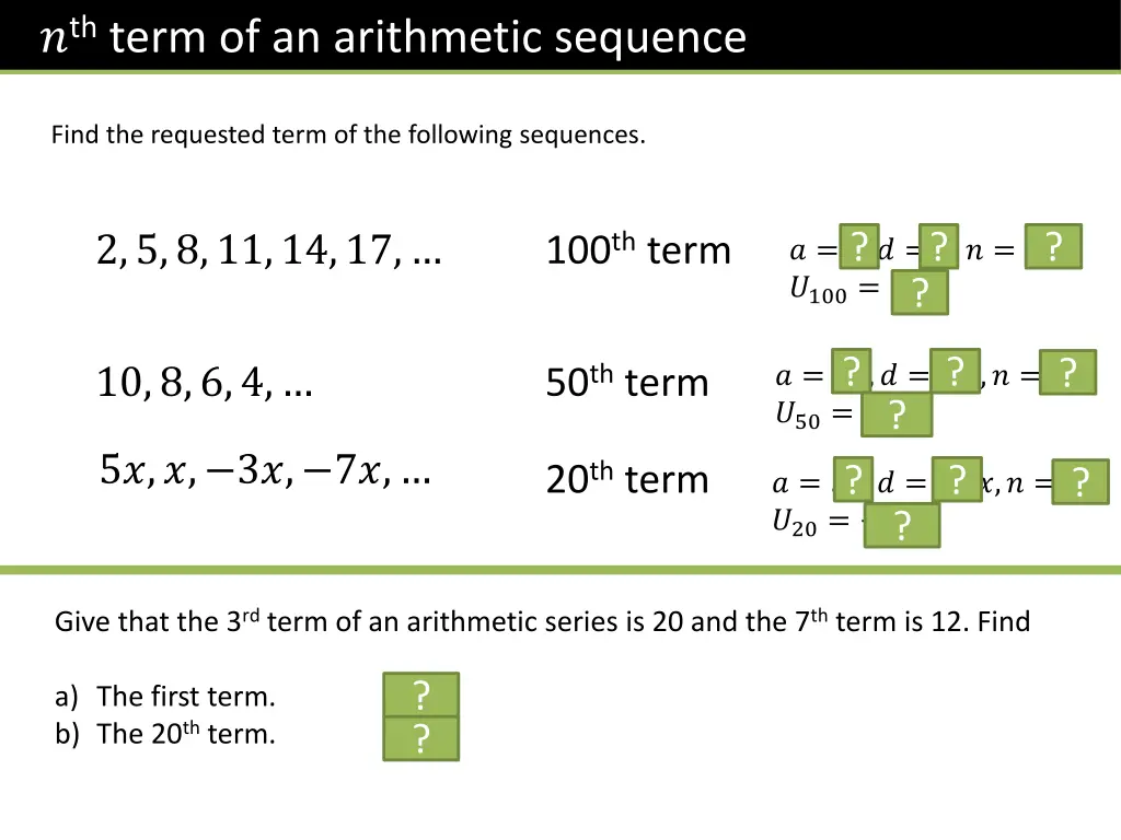 th term of an arithmetic sequence 1