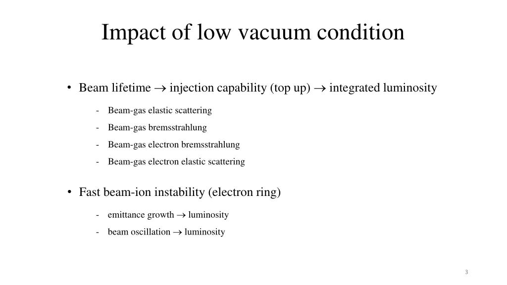 impact of low vacuum condition