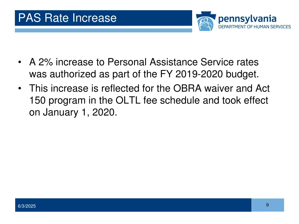 pas rate increase