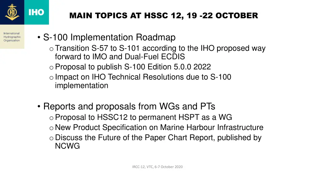main topics at hssc 12 19 22 october