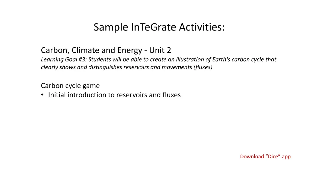 sample integrate activities