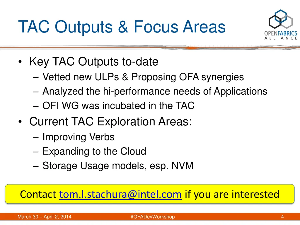 tac outputs focus areas
