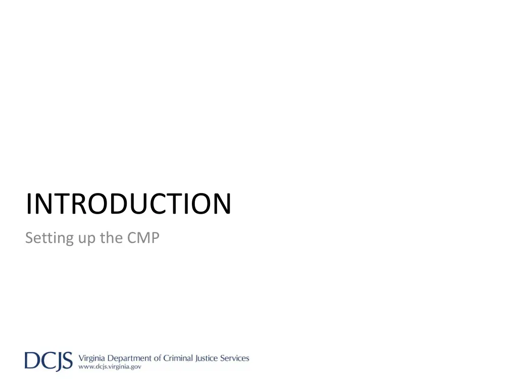 introduction setting up the cmp