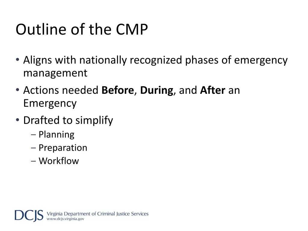 outline of the cmp