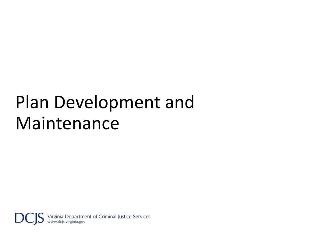 plan development and maintenance