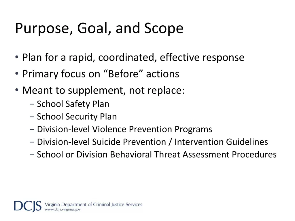 purpose goal and scope
