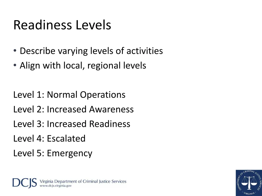 readiness levels