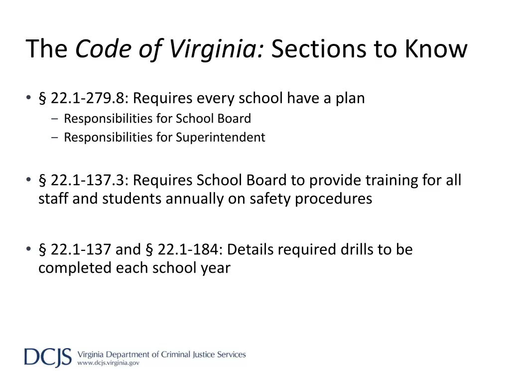 the code of virginia sections to know