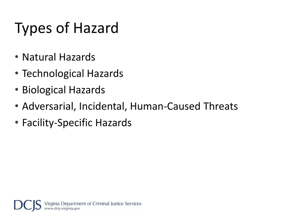 types of hazard