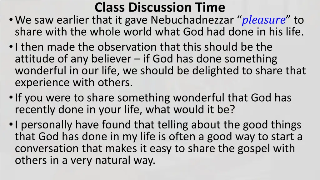 class discussion time 1