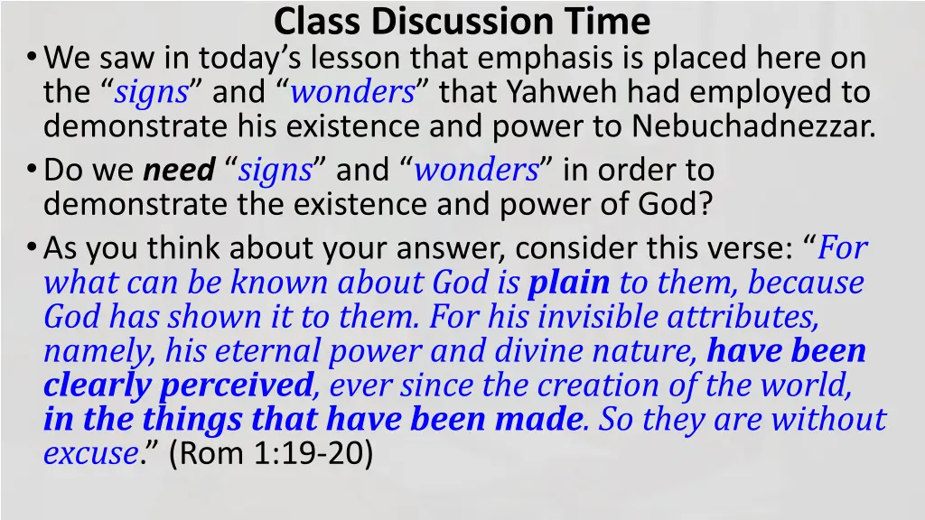 class discussion time