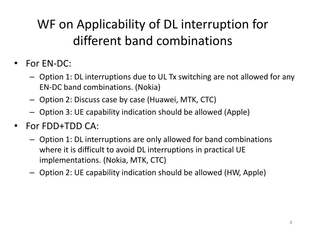 wf on applicability of dl interruption