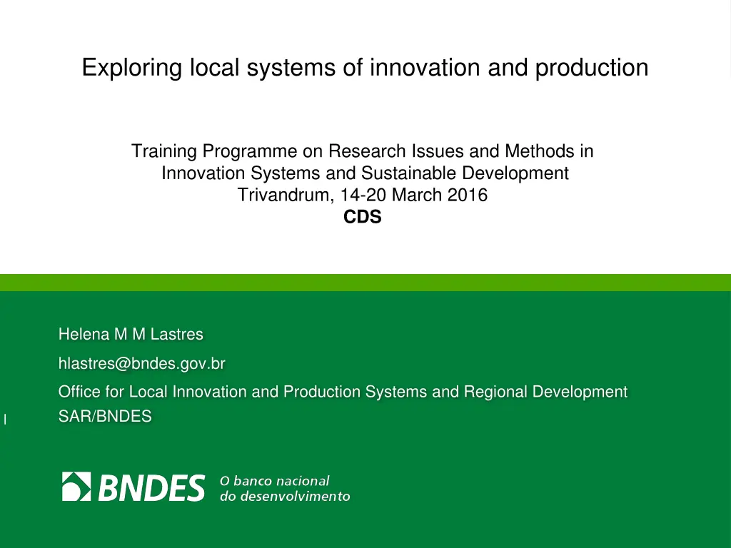 exploring local systems of innovation
