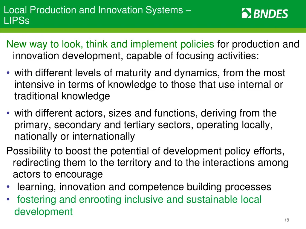 local production and innovation systems lipss