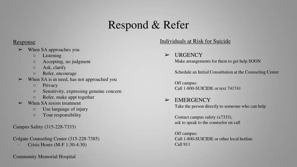 respond refer