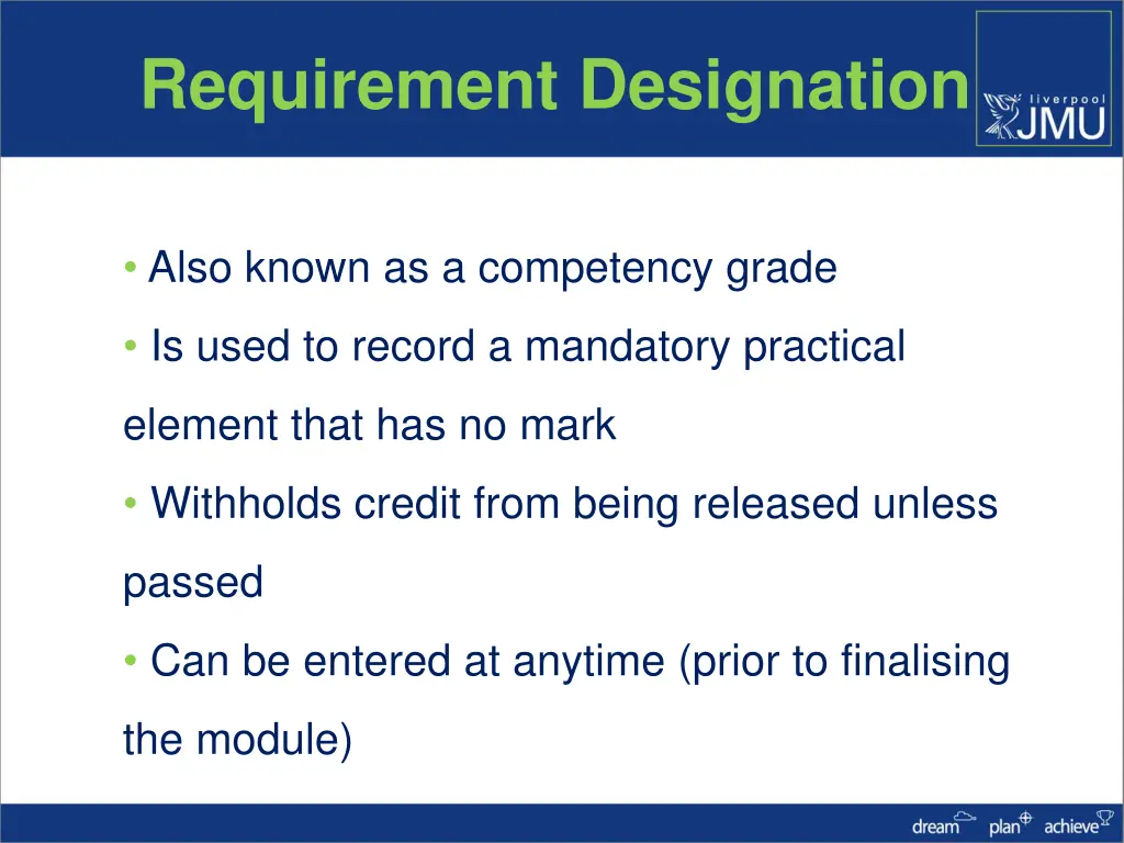 requirement designation