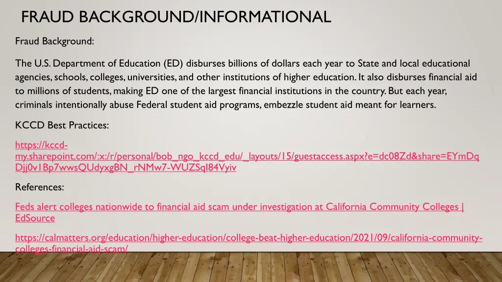 fraud background informational