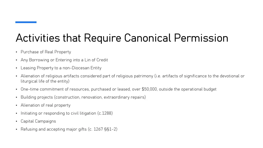 activities that require canonical permission