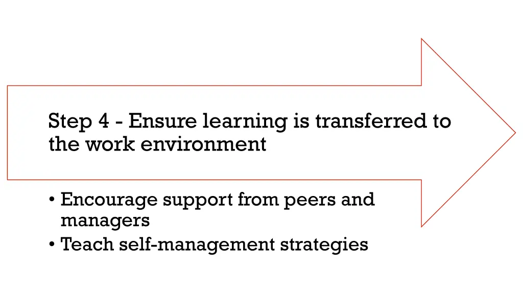 step 4 ensure learning is transferred to the work
