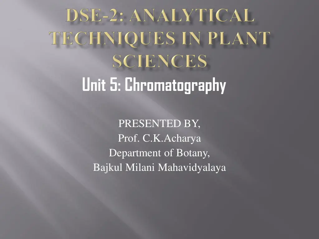 unit 5 chromatography