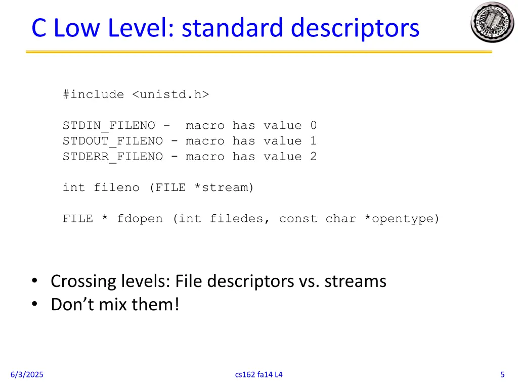 c low level standard descriptors