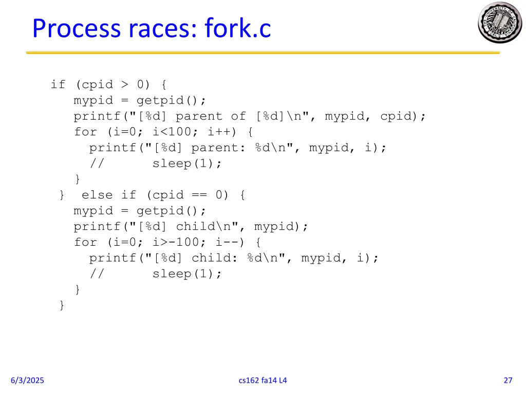 process races fork c