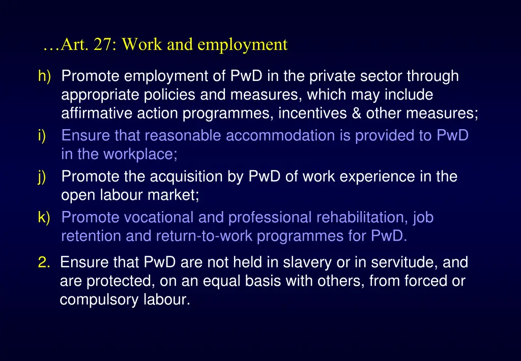 art 27 work and employment