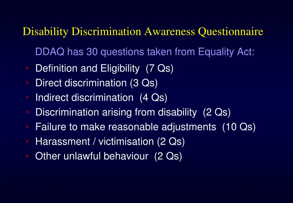 disability discrimination awareness questionnaire