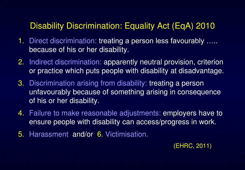 disability discrimination equality act eqa 2010