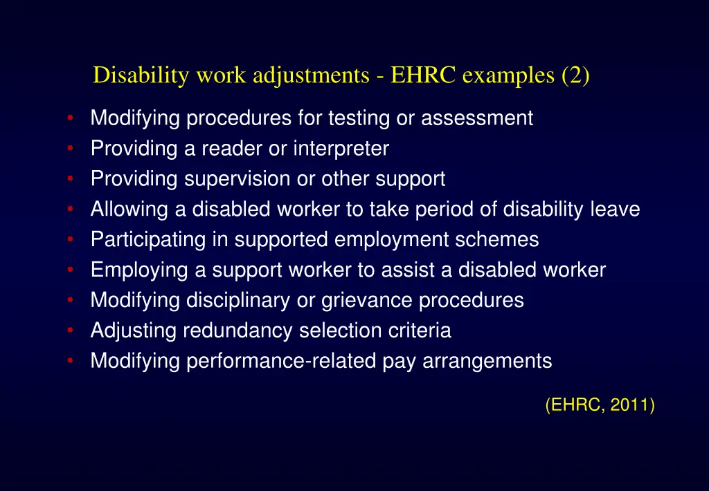 disability work adjustments ehrc examples 2