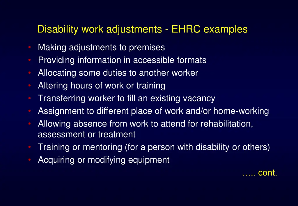 disability work adjustments ehrc examples